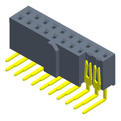 2.54mmFemale Header  Dual Row  90° Y-type with anti-dumb bumps